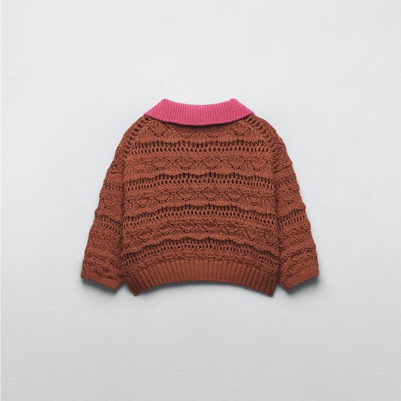 ZARA POINTELLE KNIT CROP TOP SZ S - Picture 6 of 8